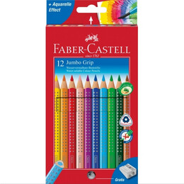 Ξυλομπογιές Faber Castell "Grip Jumbo" 12 τμχ + ξύστρα