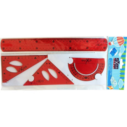 Σετ Exas Χάρακας 30εκ, Μοιρογνωμόνιο 180ο & 2 Τρίγωνα Flexi