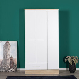 Ντουλάπα Ρούχων Base Megapap Τρίφυλλη σε Χρώμα Λευκό - Sonoma 103x52x198εκ.