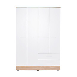 Ντουλάπα Ρούχων Base Megapap Τετράφυλλη σε Χρώμα Λευκό - Sonoma 137x52x198εκ.