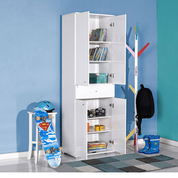 Ντουλάπα Ρούχων Diamond Megapap Δίφυλλη σε Χρώμα Λευκό 60x38x187εκ.