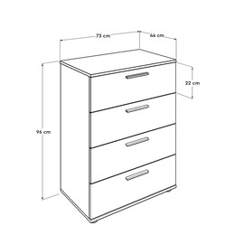 Συρταριέρα Trendline Megapap σε Χρώμα Λευκό 73x44x96εκ.