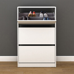 Παπουτσοθήκη Flat duo Megapap 18 Ζεύγων σε Χρώμα Λευκό 73x26x119εκ.