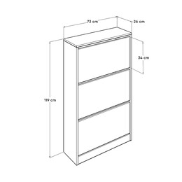 Παπουτσοθήκη Flat duo Megapap 18 Ζεύγων σε Χρώμα Λευκό 73x26x119εκ.