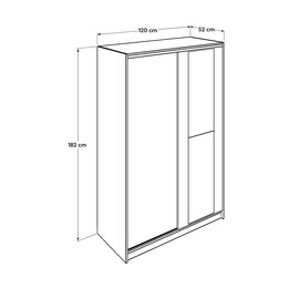 Ντουλάπα Ρούχων Slide Megapap Συρόμενη με Καθρέφτη σε Χρώμα Sonoma 120x52x182εκ.