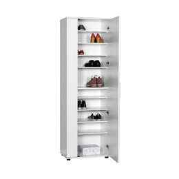 Ντουλάπα Ρούχων - Παπουτσοθήκη 30 Ζευγών Porto Μονόφυλλη με Καθρέφτη Λευκή 60x36x187εκ.