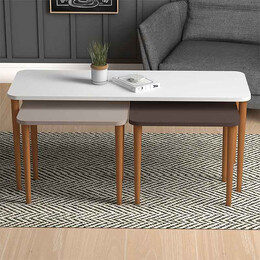 Τραπεζάκι Σαλονιού και Βοηθητικά Τραπεζάκια Omega Megapap από Μελαμίνη Χρώμα Λευκό - Cappuccino - Καφέ