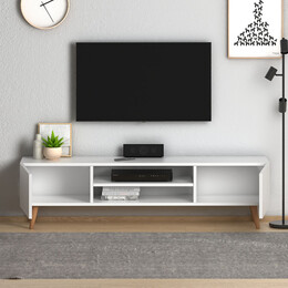 Έπιπλο Τηλεόρασης Plane Megapap από Μελαμίνη Χρώμα Λευκό 150x32x46εκ.