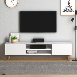 Έπιπλο Τηλεόρασης Plane Megapap από Μελαμίνη Χρώμα Λευκό 150x32x46εκ.