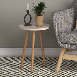 Βοηθητικό Τραπεζάκι Roma Megapap από Μελαμίνη Χρώμα Κρεμ 33,5x33,5x46εκ.