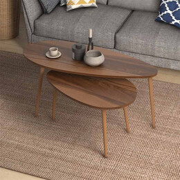 Βοηθητικά Τραπεζάκια Elips Megapap από Μελαμίνη Χρώμα Καρυδί 116x46x46εκ.