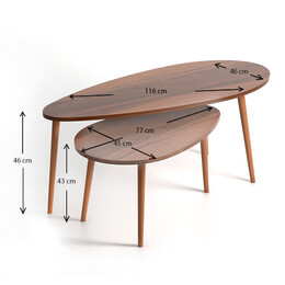 Βοηθητικά Τραπεζάκια Elips Megapap από Μελαμίνη Χρώμα Καρυδί 116x46x46εκ.