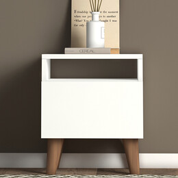 Κομοδίνο Luce Megapap από Μελαμίνη Χρώμα Λευκό 40x30x47,6εκ.