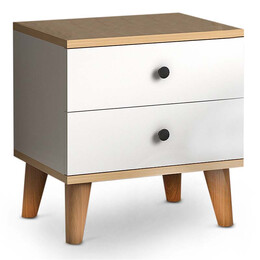 Κομοδίνο Luce Megapap από Μελαμίνη Χρώμα Λευκό - oak 45x35x47εκ.