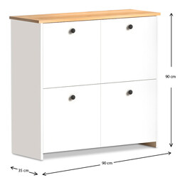 Παπουτσοθήκη - Μπουφές Cube Megapap 16 Ζευγών από Μελαμίνη Χρώμα Λευκό - oak 92x31x92εκ.