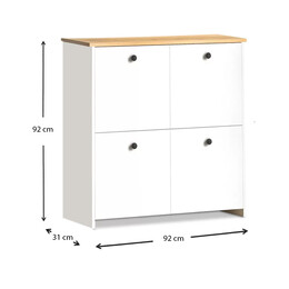 Παπουτσοθήκη - Μπουφές Cube Megapap 16 Ζευγών από Μελαμίνη Χρώμα Λευκό - oak 92x31x92εκ.