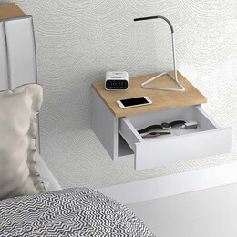 Κομοδίνο Επιτοίχιο Μελαμίνης Mary Megapap Χρώμα Sonoma - Λευκό 40x30x23εκ.