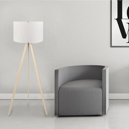 Φωτιστικό Δαπέδου Rosling Megapap Mdf/ύφασμα pvc Χρώμα Φυσικό/λευκό 38x21x140εκ.