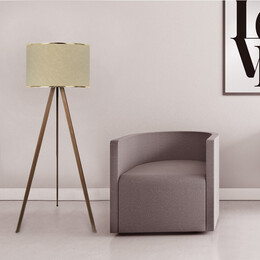 Φωτιστικό Δαπέδου Rosling Megapap Mdf/ύφασμα pvc Χρώμα Καρυδί/μπεζ 38x21x140εκ.