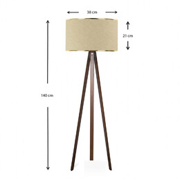 Φωτιστικό Δαπέδου Rosling Megapap Mdf/ύφασμα pvc Χρώμα Καρυδί/μπεζ 38x21x140εκ.