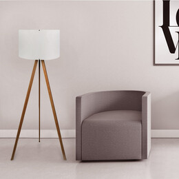 Φωτιστικό Δαπέδου Rosling Megapap Mdf/ύφασμα pvc Χρώμα Καρυδί/μπεζ 38x21x140εκ.