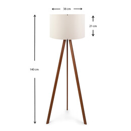 Φωτιστικό Δαπέδου Rosling Megapap Mdf/ύφασμα pvc Χρώμα Καρυδί/μπεζ 38x21x140εκ.