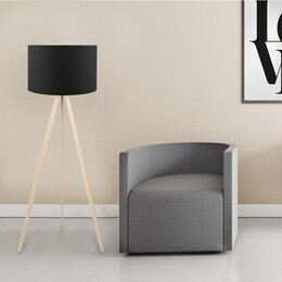 Φωτιστικό Δαπέδου Rosling Megapap Mdf/ύφασμα pvc Χρώμα Φυσικό/μαύρο 38x21x140εκ.