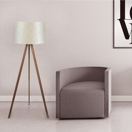 Φωτιστικό Δαπέδου Rosling Megapap Mdf/ύφασμα pvc Χρώμα Καρυδί/μπεζ 38x21x140εκ.