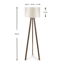 Φωτιστικό Δαπέδου Rosling Megapap Mdf/ύφασμα pvc Χρώμα Καρυδί/μπεζ 38x21x140εκ.