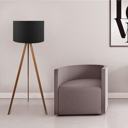 Φωτιστικό Δαπέδου Rosling Megapap Mdf/ύφασμα pvc Χρωμα Καρυδί/μαύρο 38x21x140εκ.