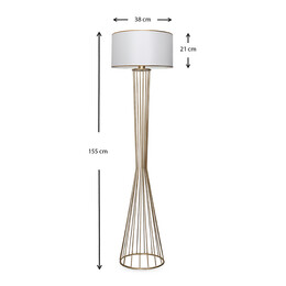 Φωτιστικό Δαπέδου Clarke Megapap Μέταλλο/ύφασμα Χρώμα Χρυσό/λευκό 38x21x155εκ.
