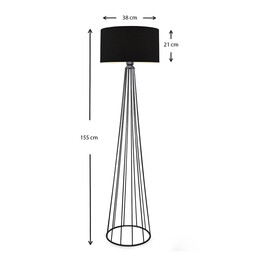 Φωτιστικό Δαπέδου Faraday Megapap Μέταλλο/ύφασμα Χρώμα Μαύρο 38x21x155εκ.