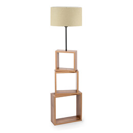 Φωτιστικό Δαπέδου Claude Megapap Mdf/fabric pvc Χρώμα Καφέ/μπεζ 37x20x140εκ.
