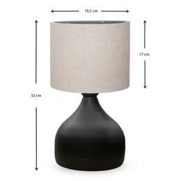 Φωτιστικό Επιτραπέζιο Neil Megapap Ύφασμα/μέταλλο Χρώμα Κρεμ/μαύρο 18,5x17x32εκ.