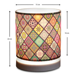 Φωτιστικό Επιτραπέζιο Hassard Megapap Ύφασμα/mdf Χρώμα Πολύχρωμο/λευκό 15x16x22εκ.