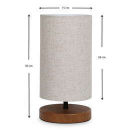 Φωτιστικό Επιτραπέζιο Winkler Megapap Wicker Ύφασμα/ξύλο/μέταλλο Χρώμα Ανοιχτό Καφέ 15x15x30εκ.
