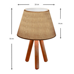 Φωτιστικό Επιτραπέζιο Lander Megapap Ύφασμα Pvc/ξύλο Χρώμα Μπεζ Άμμου/καφέ 22x17x32εκ.