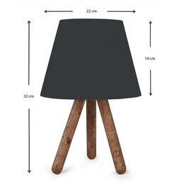 Φωτιστικό Επιτραπέζιο Lander Megapap Ύφασμα Pvc/ξύλο Χρώμα Μαύρο/καφέ 22x17x32εκ.