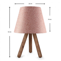 Φωτιστικό Επιτραπέζιο Lander Megapap Ύφασμα Pvc/ξύλο Χρώμα Ροζ/καφέ 22x14x32εκ.