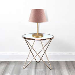 Φωτιστικό Επιτραπέζιο Rosenthal Megapap Ύφασμα Pvc/χρώμιο Χρώμα Ροζ/χρυσό 22x17x37εκ.