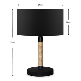 Φωτιστικό Επιτραπέζιο Jean Megapap Ύφασμα/σχοινί/χρώμιο Χρώμα Μαύρο/φυσικό 24x13x37εκ.