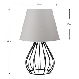 Φωτιστικό Επιτραπέζιο Akerlind Megapap Ύφασμα Pvc/μέταλλο Χρώμα Ανοιχτό Γκρι/μαύρο 22x17x36εκ.