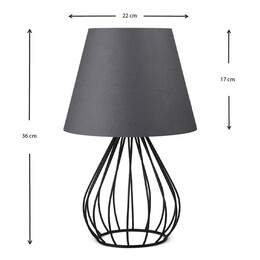 Φωτιστικό Επιτραπέζιο Akerlind Megapap Ύφασμα Pvc/μέταλλο Χρώμα Ανθρακί/μαύρο 22x17x36εκ.