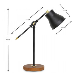 Φωτιστικό Γραφείου Paule Megapap Μέταλλο/mdf Χρώμα Μαύρο 12x12x44εκ.