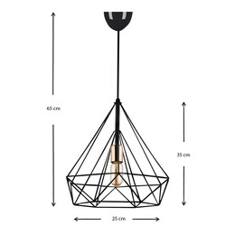 Φωτιστικό Οροφής Donald Megapap Μεταλλικό Μονόφωτο Χρώμα Μαύρο 25x30x65εκ.