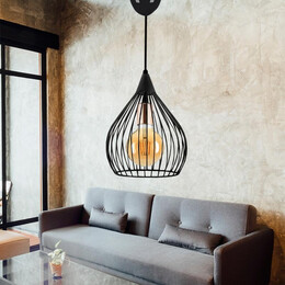 Φωτιστικό Οροφής Koert Megapap Μεταλλικό Μονόφωτο Χρώμα Μαύρο 25x30x70εκ.