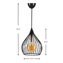 Φωτιστικό Οροφής Koert Megapap Μεταλλικό Μονόφωτο Χρώμα Μαύρο 25x30x70εκ.