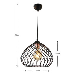 Φωτιστικό Οροφής Dennis Megapap Μεταλλικό Μονόφωτο Χρώμα Μαύρο 21x30x70εκ.