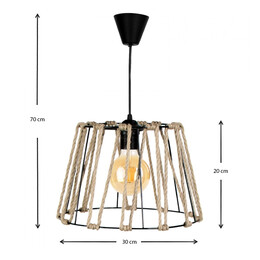 Φωτιστικό Οροφής Andrew Megapap Μέταλλο/σχοινί Μονόφωτο Χρώμα Μαύρο Φυσικό 30x30x20εκ.