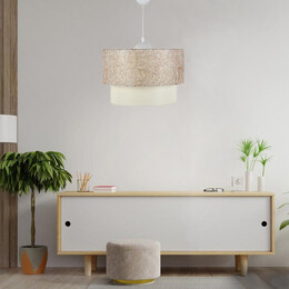 Φωτιστικό Οροφής Whitehouse Megapap Υφασμάτινο Μονόφωτο Χρώμα Χρυσό 30x20x55εκ.